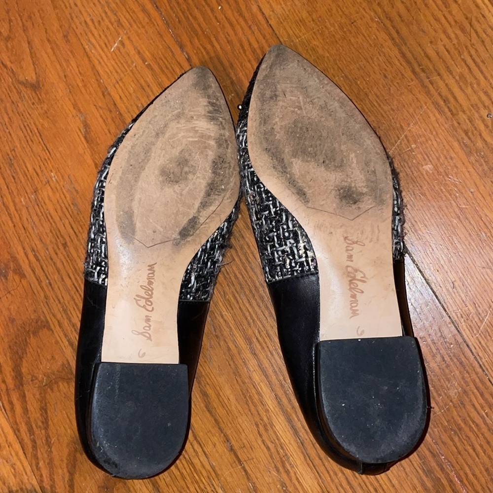 Sam Edelman Lilly Glitter Tweed pointed flats Chanel LEATHER - Picture 2 of 3